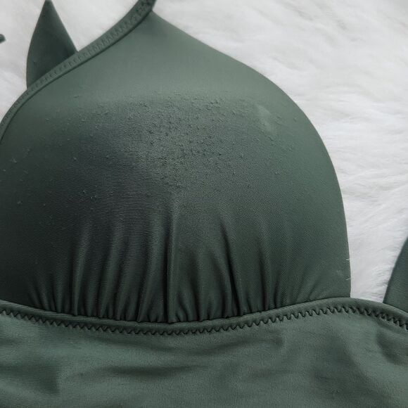 Aerie Bikini Set Olive Green Top and Printed Bottom Medium - Picture 2 of 3